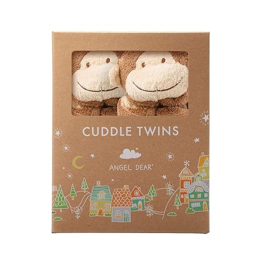 Angel Dear - Brown Monkey, Cuddle Twins Blankie Se