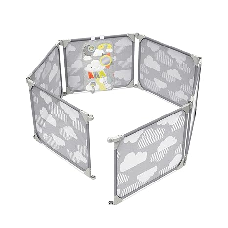 Skip Hop Expandable Baby Gate, Playview Enclosure, Silver Lining Cloud