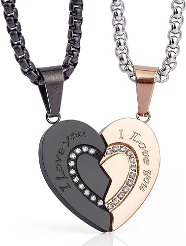 Necklaces Broken Heart Pendants Inlaid Zirconic Stone